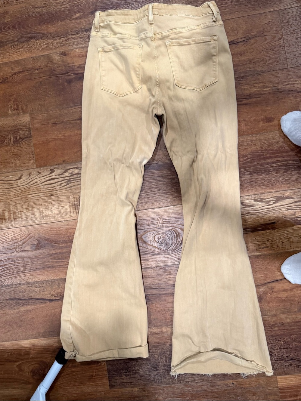 Women's Wide Leg Flare Jeans in Light Tan